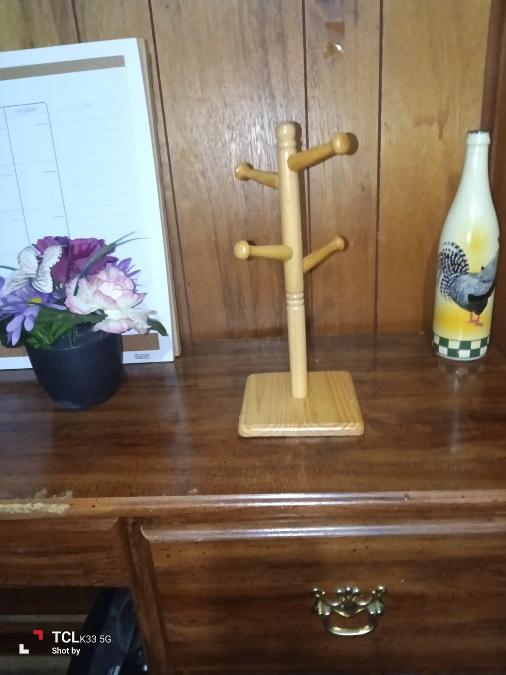 Wooden Mug Tree Stand - Natural Pine